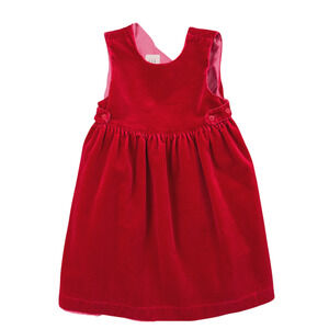 Gap Sleeveless Red Velvet Pinafore Lined‎ Dress Adjustable Buttons Girls 3T